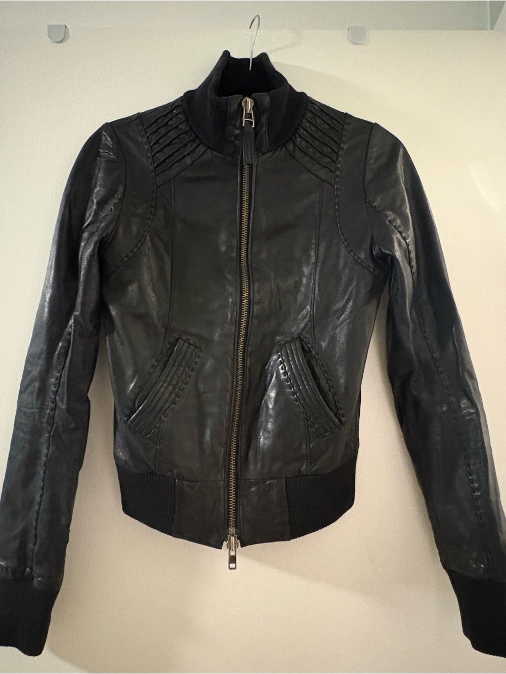 2000’s Mackage Black Leather Bomber Jacket - Aritizia Exclusive